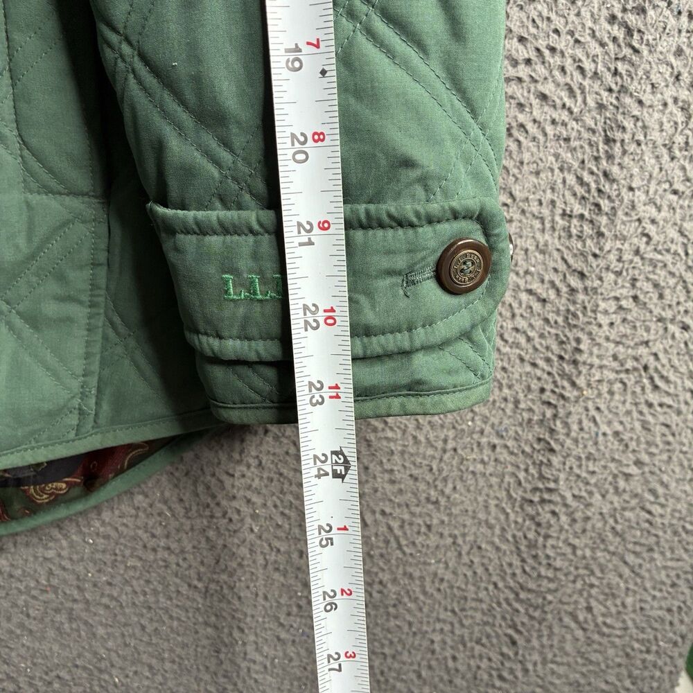 L.L. Bean Diamond Quilted Chore Jacket Coat Green Women's Large Vintage - Picture 13 of 14